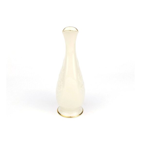 Lenox Hand Decorated 24K Gold Trim Vase W/ Embossed Rose Design Ivory Porcelain - Picture 2 of 6